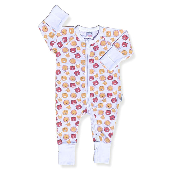 The Tigers and Lions ZippySuit. The perfect baby grow has a 2-way zip for quick and easy changes, foldable mitts and foldable feet pouches.